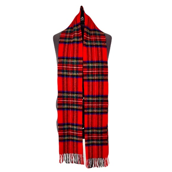 Vintage B. Altman & Co. Red ‘Royal Stewart’ Tartan 100% Wool Plaid Scarf - Picture 1 of 3